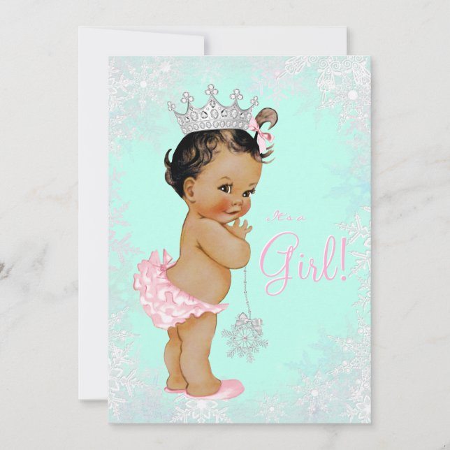 Teal Blue Winter Wonderland Baby Shower Inbjudningar (Framsida)