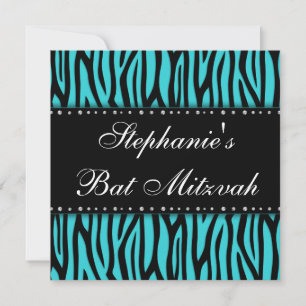 Teal Blue Zebra, Bat mitzvah Inbjudningar