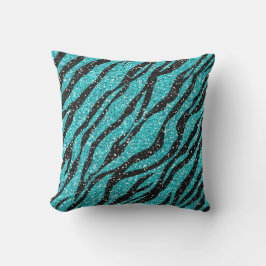 Teal Blue Zebra tryck Dekorativ kudde