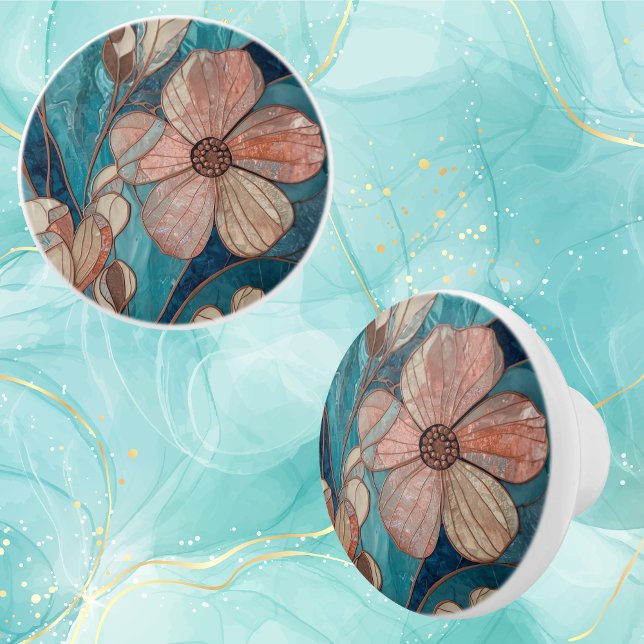 Teal Blush and Blue Floral Knopp (Skapare uppladdad)