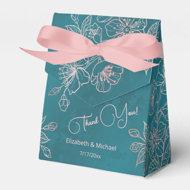 Teal Blush Pink | Custom Wedding Presentaskar (Framsidan Sidan)