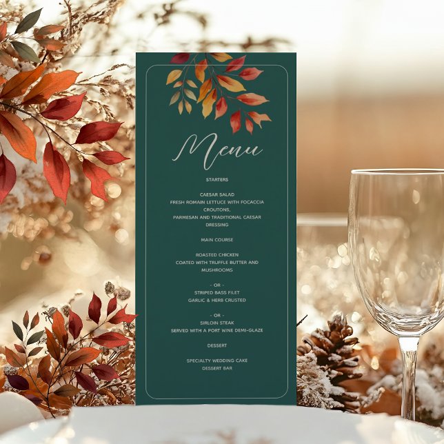 Teal Boho Fall Wedding Meny (Skapare uppladdad)