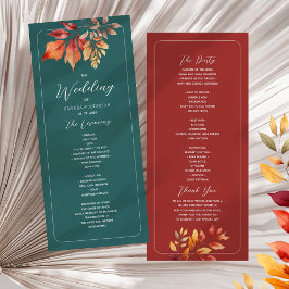 Teal Boho Fall Wedding Program