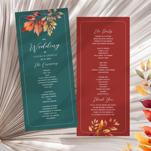Teal Boho Fall Wedding Program (Skapare uppladdad)