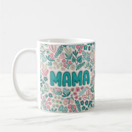 Teal Boho Flowers Mamma Kaffemugg