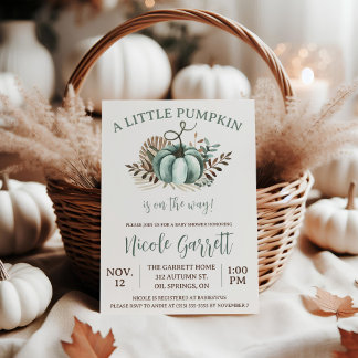 Teal Boho Pumpa, Könsneutrala Babyshower Inbjudningar