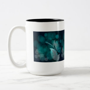Teal Bokeh Lövs Två-Tonad Mugg