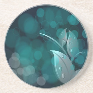 Teal Bokeh Lövs Underlägg Sandsten