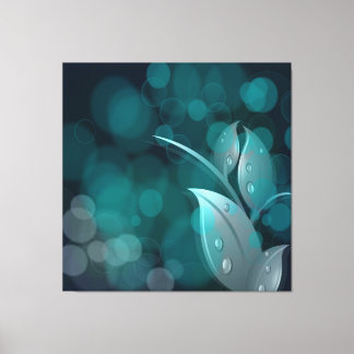 Teal Bokeh Lövs Wrapped Canvas