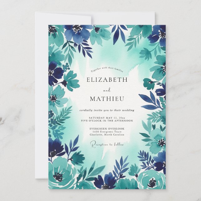 Teal Bold Coastal Wedding Inbjudningar (Framsida)