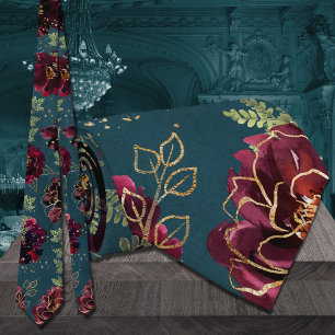 Teal Bordeaux Juvelton Guld Bröllop Slips