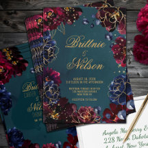 Teal Bordeaux Sapphire Jewel Tone Guld Bröllop