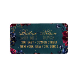 Teal Bordeaux Sapphire Jewel Tone OSA kort Adressetikett