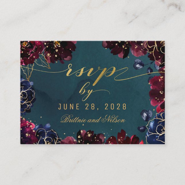 Teal Bordeaux Sapphire Jewel Tone OSA Online Card Visitkort (Framsida)