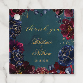 Teal Bordeaux Sapphire Jewel Tones Bröllop Gåvor Etiketter