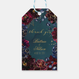 Teal Bordeaux Sapphire Jewel Tones Bröllop Presentetikett