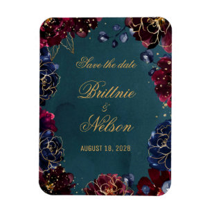 Teal Bordeaux Sapphire Jewel Tones sparar datumet Magnet