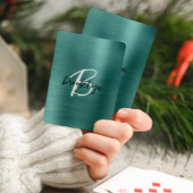 Teal Borstat Metall Svart Vitt Skript Monogram
