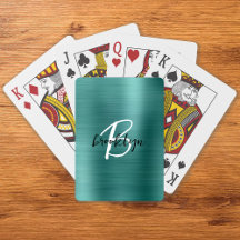 Teal Borstat Metall Svart Vitt Skript Monogram