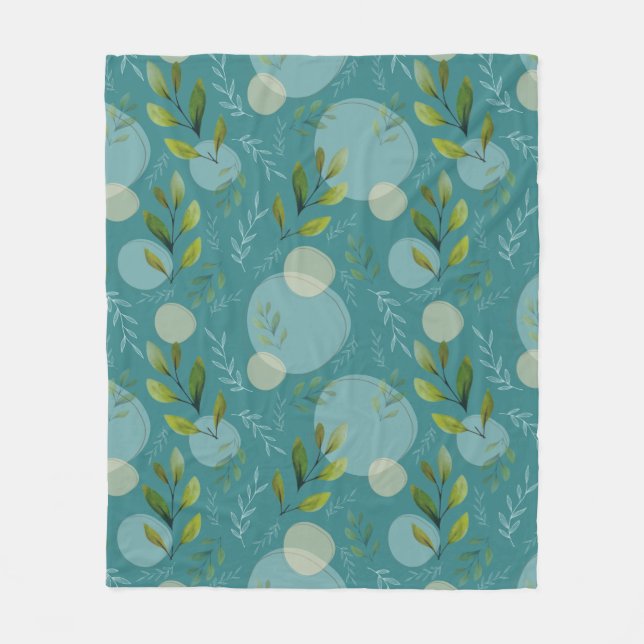 Teal Botanical Breeze Fleecefilt (Framsidan)