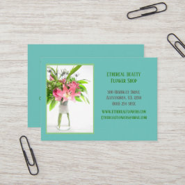 Teal Botanical Flower Shop Visitkort