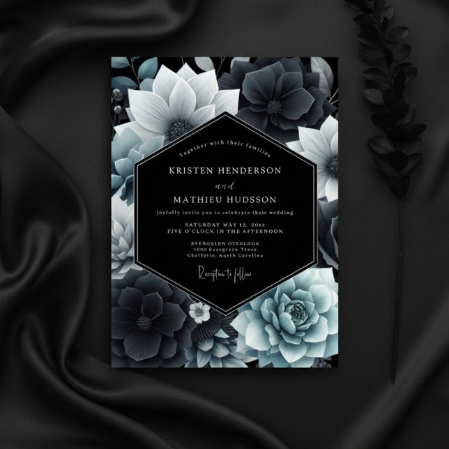 Teal Botanical Opulence Wedding Inbjudningar (Skapare uppladdad)