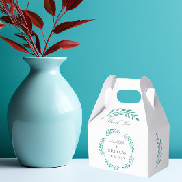 Teal Botanical Simple Elegant Modern Bröllop Presentaskar