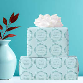 Teal Botanical Vine Monogram Chic Beach Wedding Presentpapper