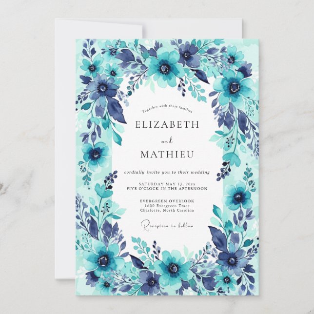 Teal Bountiful Summer Wedding Inbjudningar (Framsida)