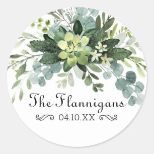 Teal Bouquet Namn - Circle Sticker Runt Klistermärke