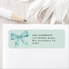 Teal Bow Jul Returadress Etikett