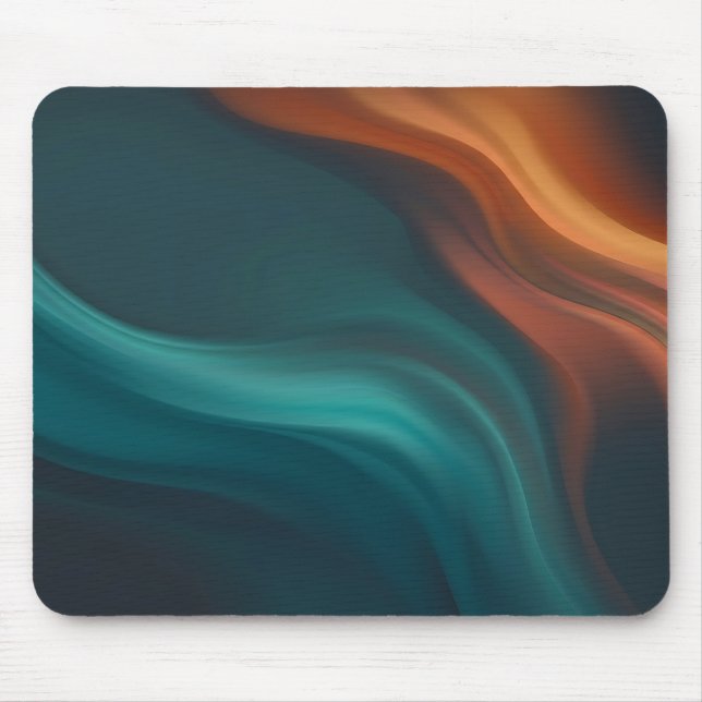 Teal Bränt Orange Fluid Strömmar Musmatta (Framsidan)