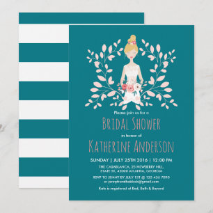 Teal Bride Bröllop Dress Inbjudningskort för möhip