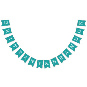 Teal Bröllop Simple Bride and Groom Namn Classic Vimplar