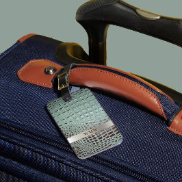 Teal Brown Digital Leather Titanium Metall Monogra Bagagebricka
