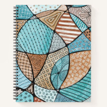 Teal & Brown Doodle Art Spiral bärbar dator