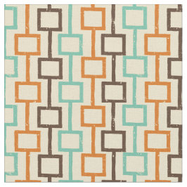 Teal Brown Orange Retro Geometric Mönster Tyg