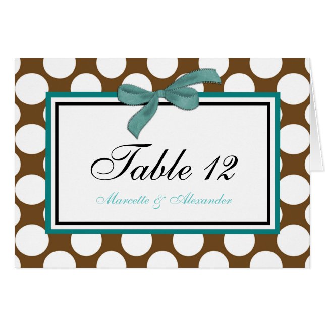 Teal Brown Polka Dot Bord Cards Hälsningskort (Framsidan Horizontal)