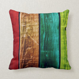 Teal Brown Red & Grönt Streckad dekorfärg Kudde