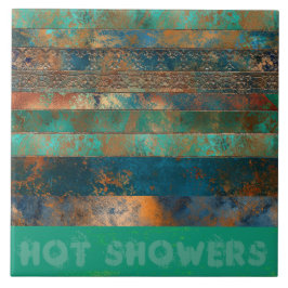 Teal brunfaux kopparpatina inspirerad Industriindu Kakelplatta