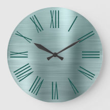 Teal Brushed Foil Mörk Turcos Roman Numerals