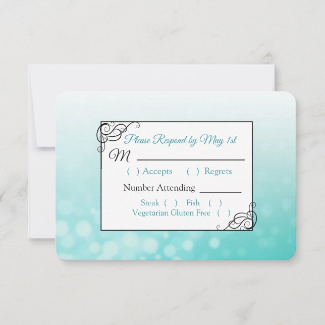 Teal Bubbles Bröllop OSA Card (Framsida)