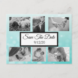 Teal bubbles Photo Save Date Meddelande Vykort