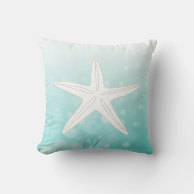 Teal Bubbles Starfish Beach House Pillow Kudde (Framsida)