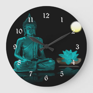 Teal Buddha-meditering i full morgon Stor Klocka