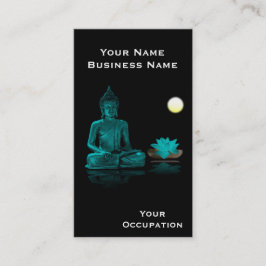 Teal Buddha och Lotus på Black Affärskort Visitkort