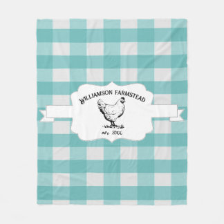 Teal Buffalo Play Farm Chicken Fleece Blanket