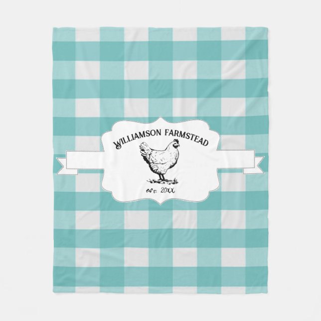 Teal Buffalo Play Farm Chicken Fleece Blanket (Framsidan)