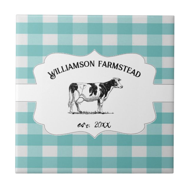 Teal Buffalo Play Farm Cow Decorative Kakelplatta (Framsidan)
