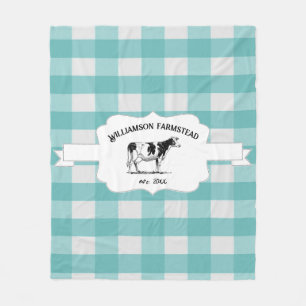 Teal Buffalo Play Farm Cow Fleece Blanket